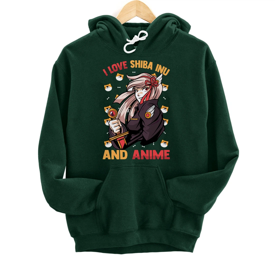 I Love Shiba Inu And Anime - Kawaii Cute - Otaku Girl Pullover Hoodie