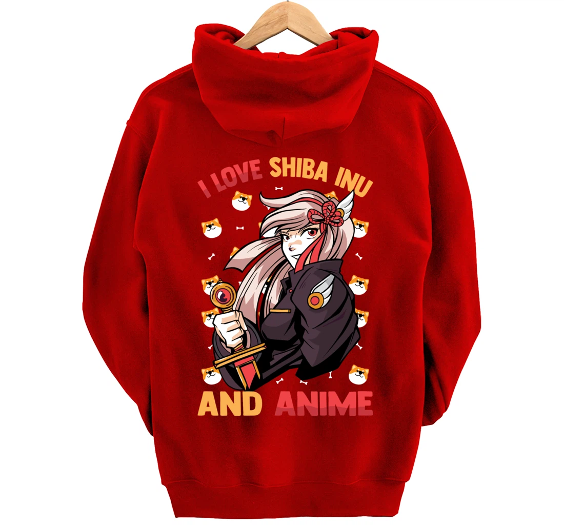 I Love Shiba Inu And Anime - Kawaii Cute - Otaku Girl Pullover Hoodie