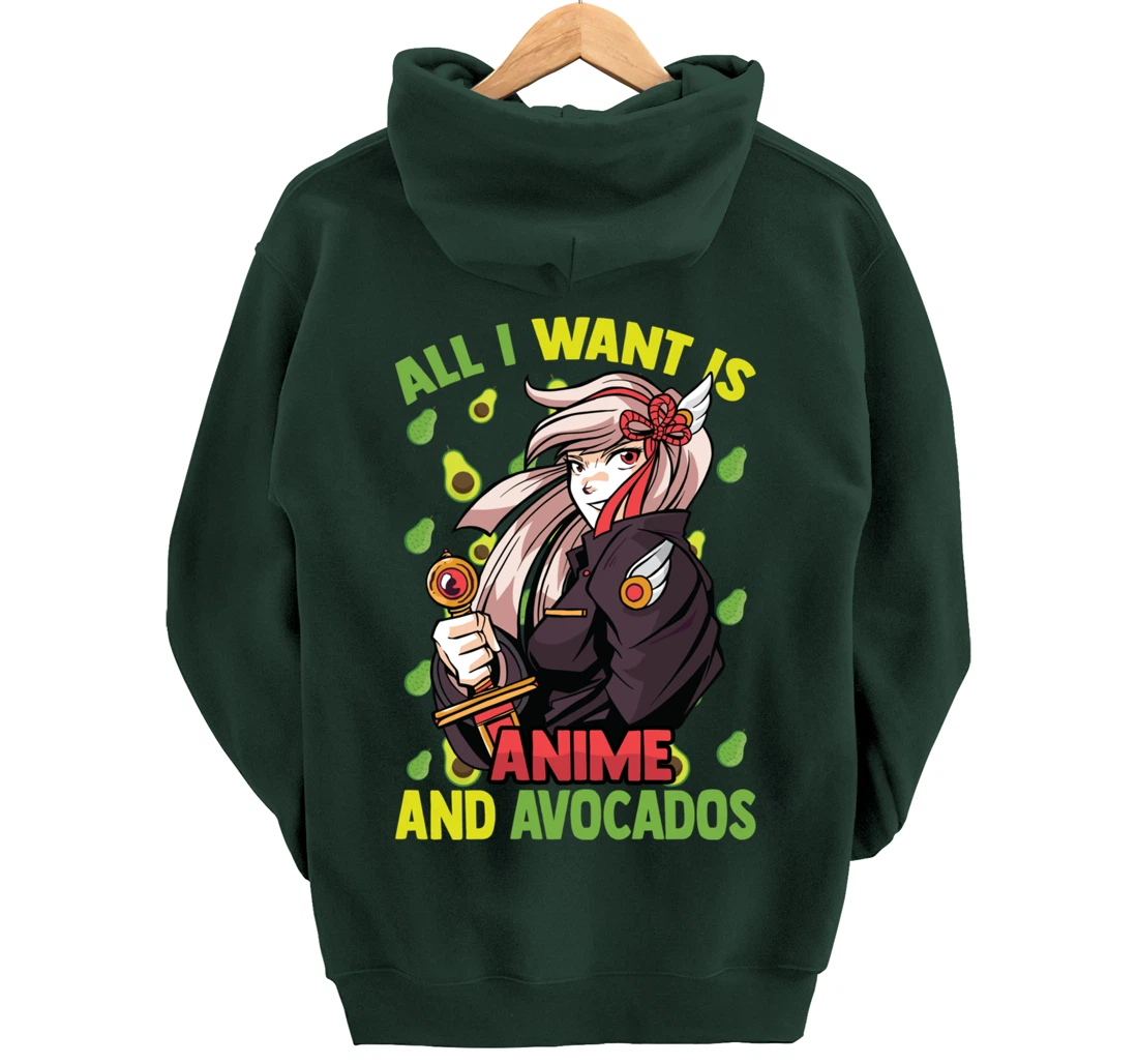 All I Want Is Anime And Avocados - Cute Kawaii - Otaku Girl Pullover Hoodie