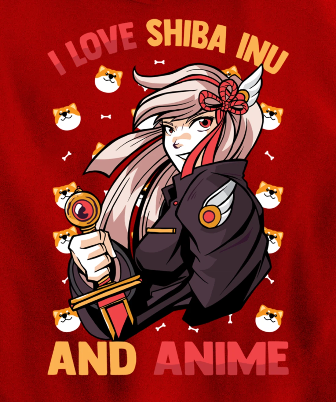 I Love Shiba Inu And Anime - Kawaii Cute - Otaku Girl Pullover Hoodie