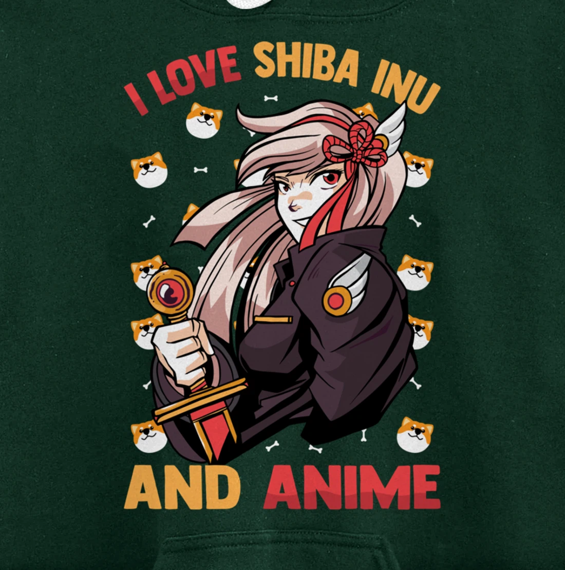 I Love Shiba Inu And Anime - Kawaii Cute - Otaku Girl Pullover Hoodie