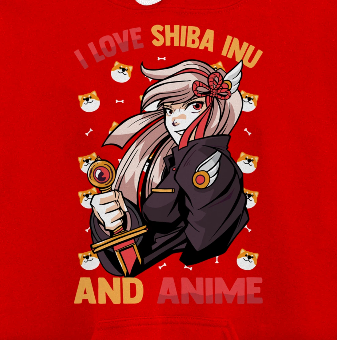 I Love Shiba Inu And Anime - Kawaii Cute - Otaku Girl Pullover Hoodie