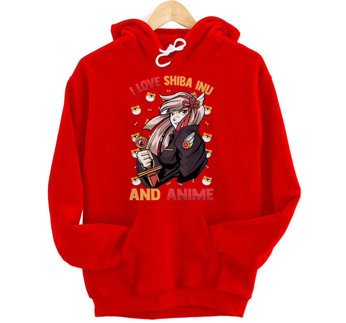 I Love Shiba Inu And Anime - Kawaii Cute - Otaku Girl Pullover Hoodie
