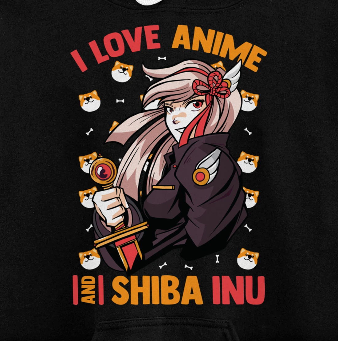 I Love Anime And Shiba Inu - Cute Kawaii - Otaku Girl Pullover Hoodie