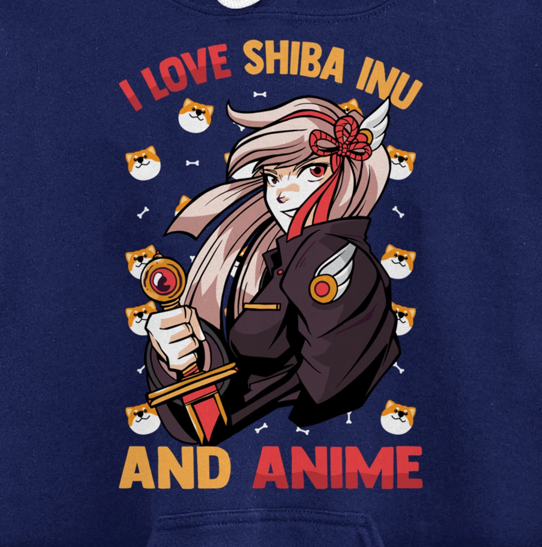 I Love Shiba Inu And Anime - Kawaii Cute - Otaku Girl Pullover Hoodie