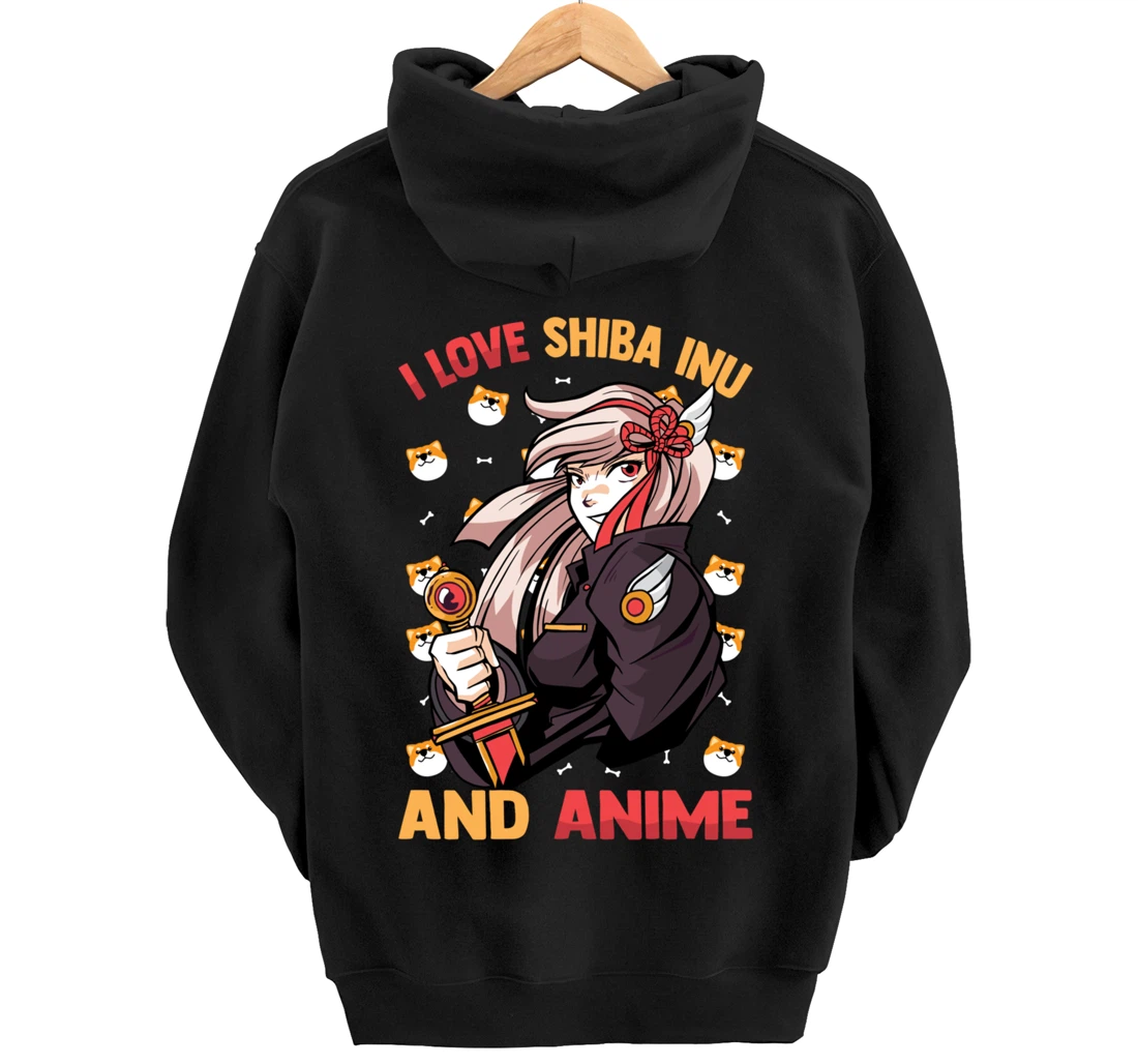 I Love Shiba Inu And Anime - Kawaii Cute - Otaku Girl Pullover Hoodie