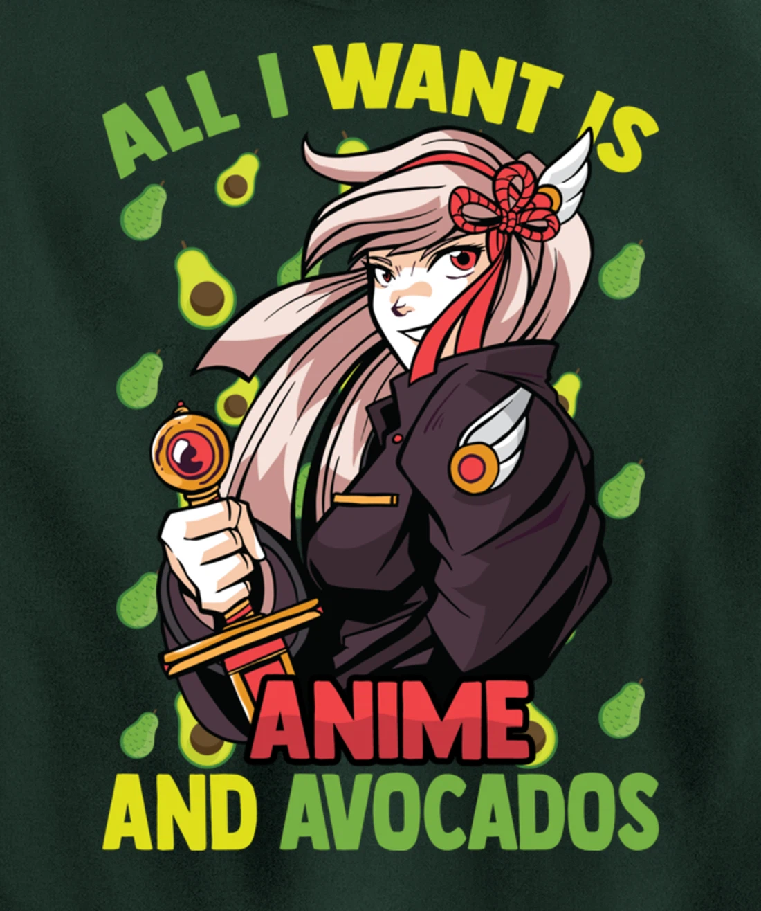 All I Want Is Anime And Avocados - Cute Kawaii - Otaku Girl Pullover Hoodie