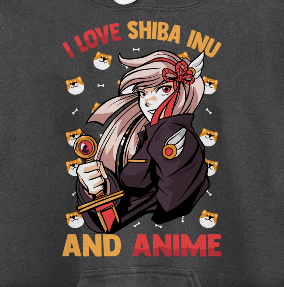 I Love Shiba Inu And Anime - Kawaii Cute - Otaku Girl Pullover Hoodie