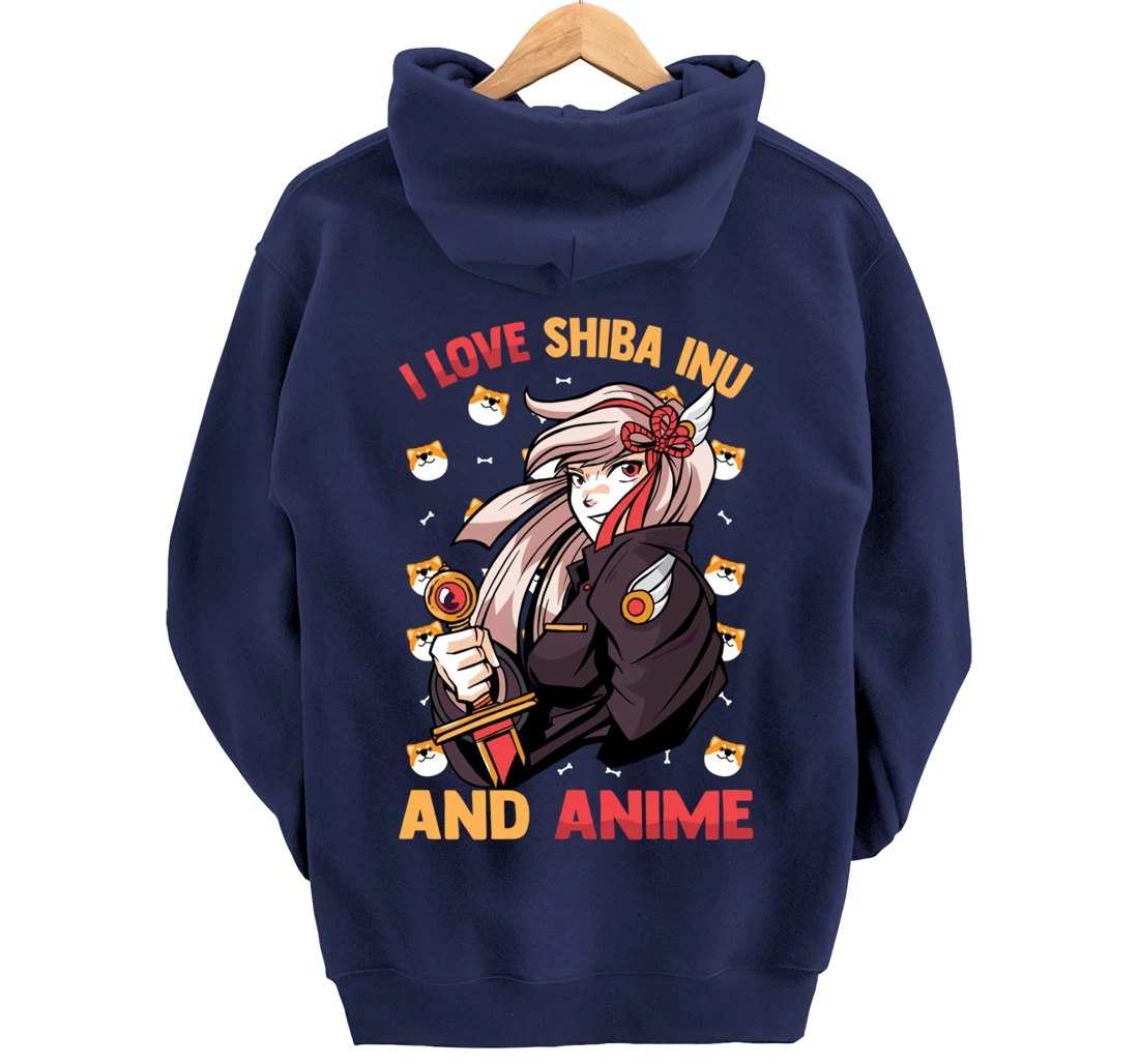 I Love Shiba Inu And Anime - Kawaii Cute - Otaku Girl Pullover Hoodie