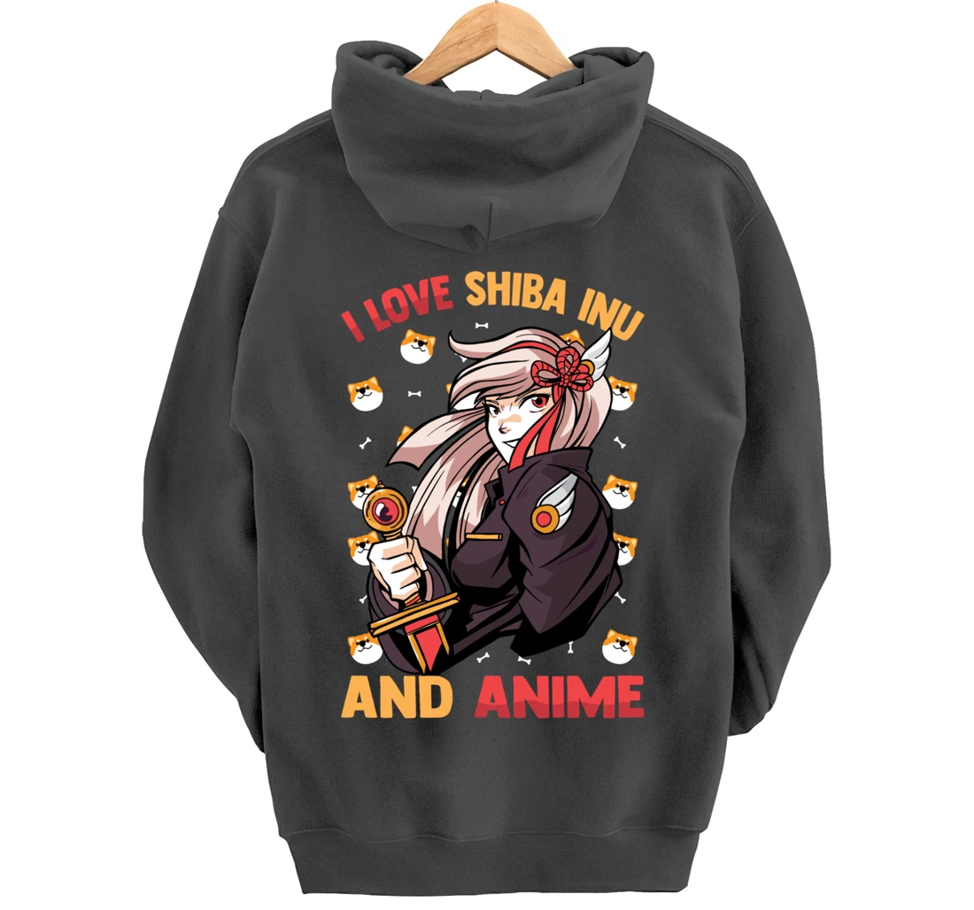 I Love Shiba Inu And Anime - Kawaii Cute - Otaku Girl Pullover Hoodie