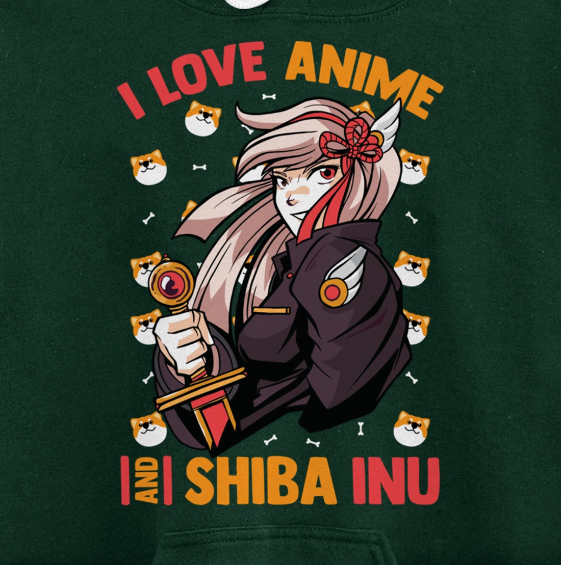 I Love Anime And Shiba Inu - Cute Kawaii - Otaku Girl Pullover Hoodie