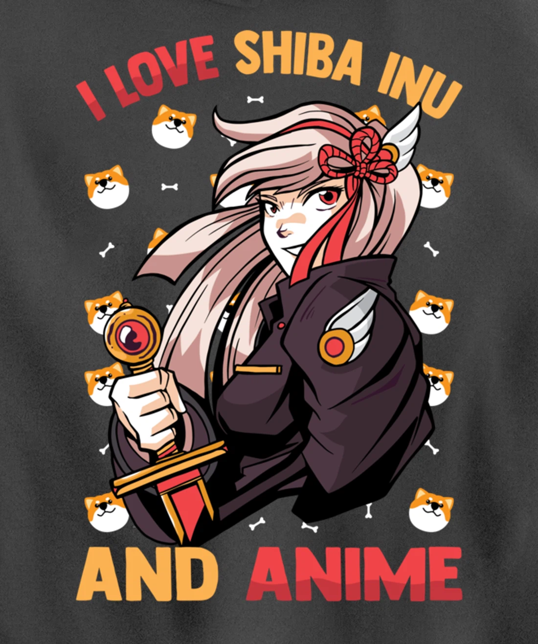 I Love Shiba Inu And Anime - Kawaii Cute - Otaku Girl Pullover Hoodie