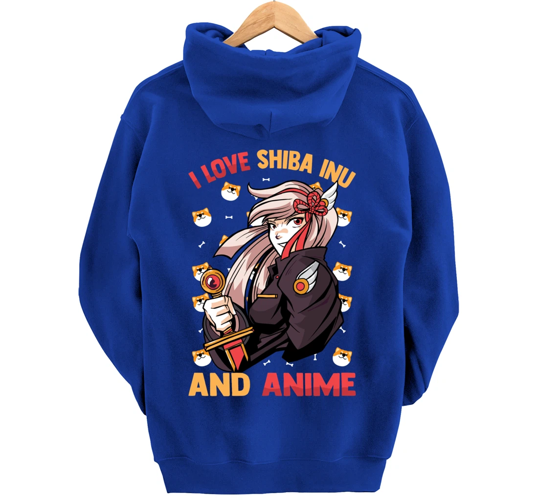 I Love Shiba Inu And Anime - Kawaii Cute - Otaku Girl Pullover Hoodie