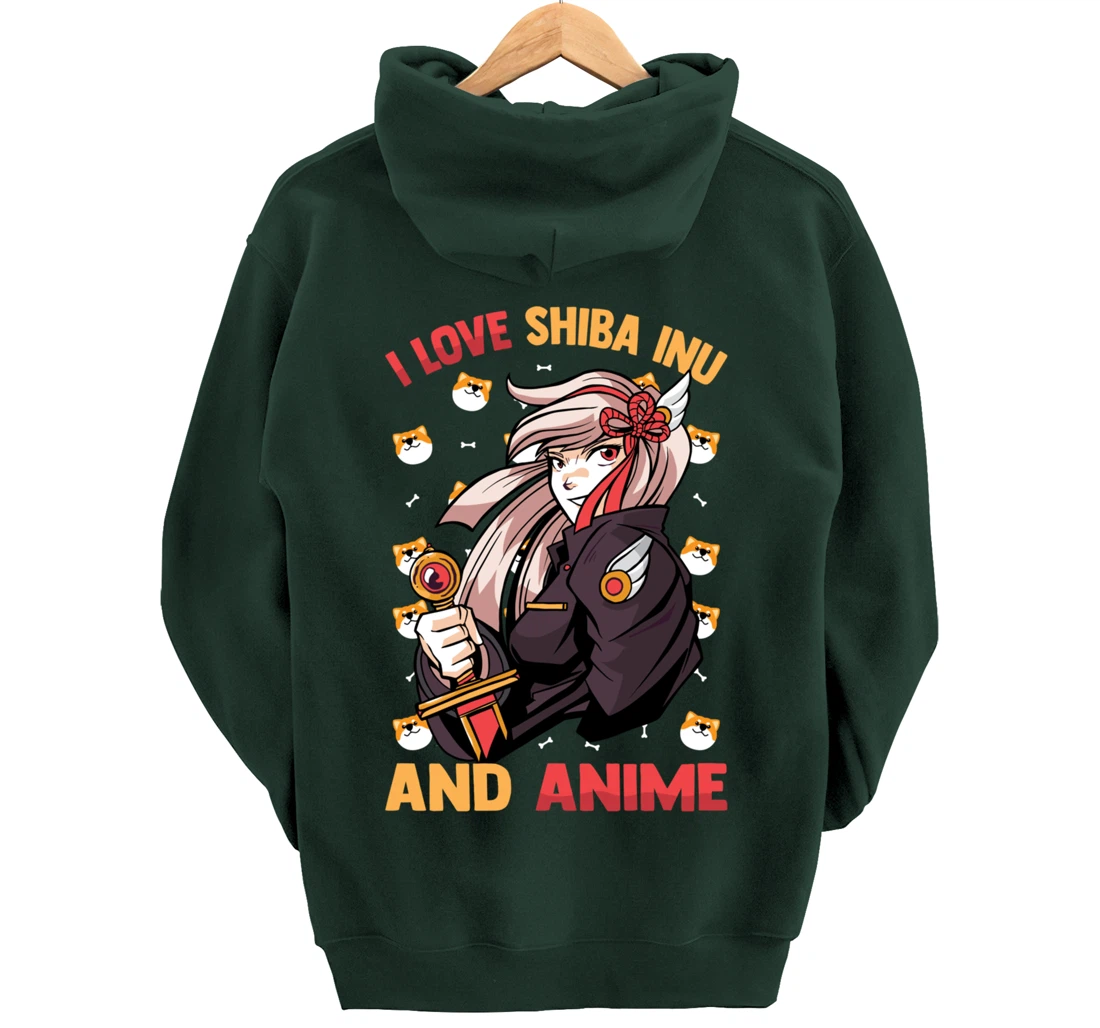 I Love Shiba Inu And Anime - Kawaii Cute - Otaku Girl Pullover Hoodie