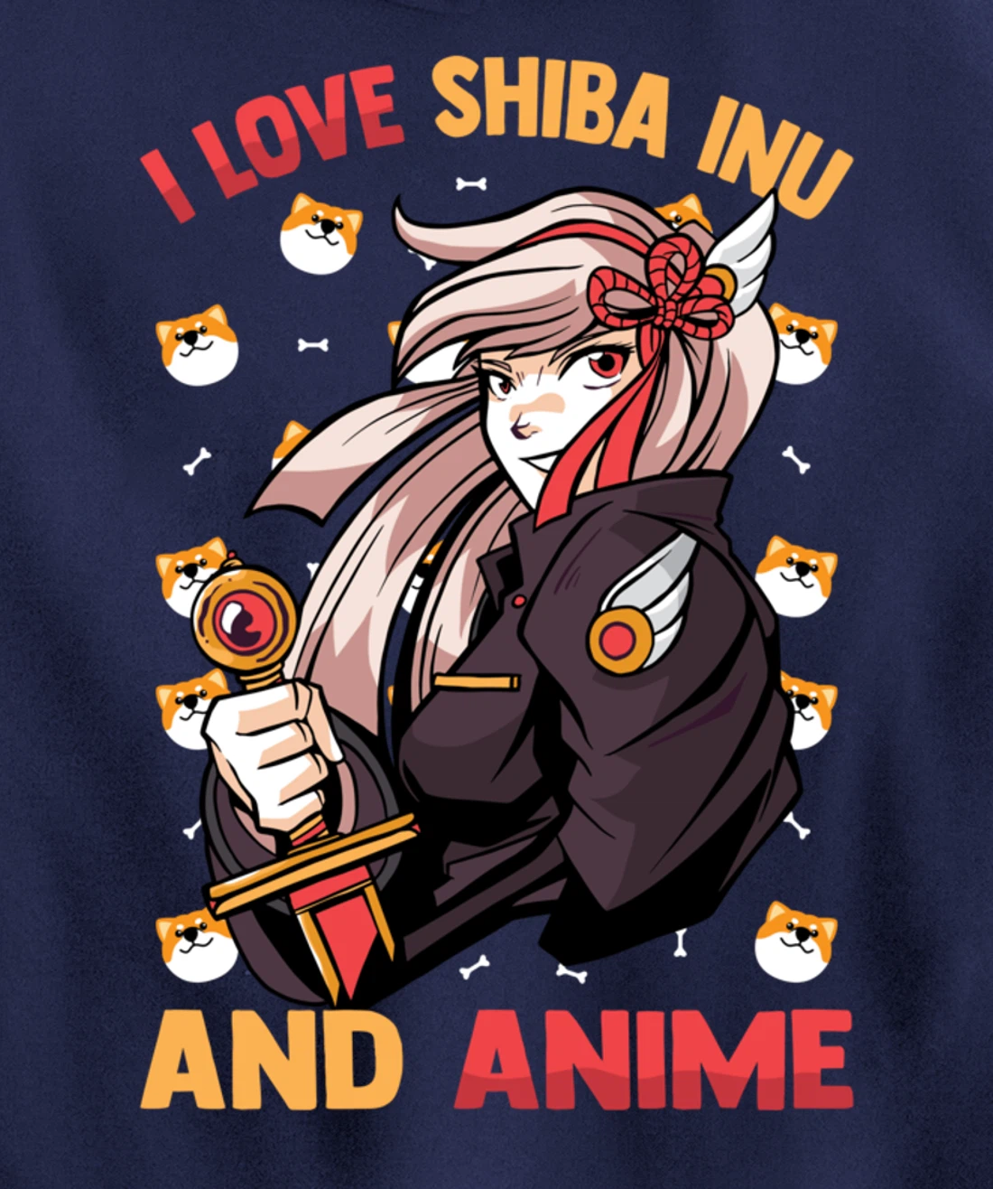 I Love Shiba Inu And Anime - Kawaii Cute - Otaku Girl Pullover Hoodie