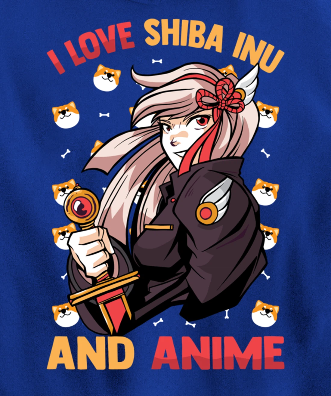 I Love Shiba Inu And Anime - Kawaii Cute - Otaku Girl Pullover Hoodie