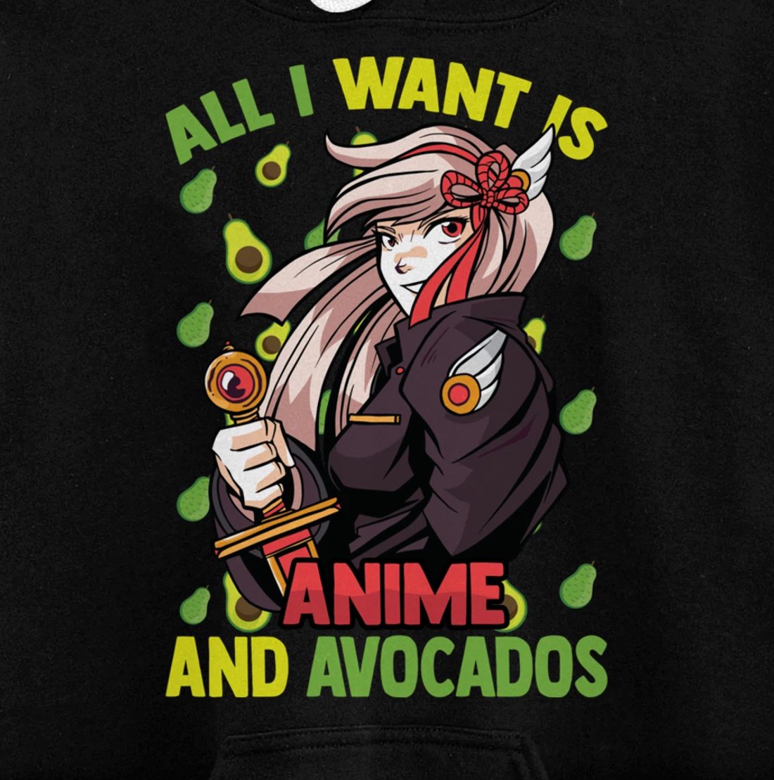 All I Want Is Anime And Avocados - Cute Kawaii - Otaku Girl Pullover Hoodie