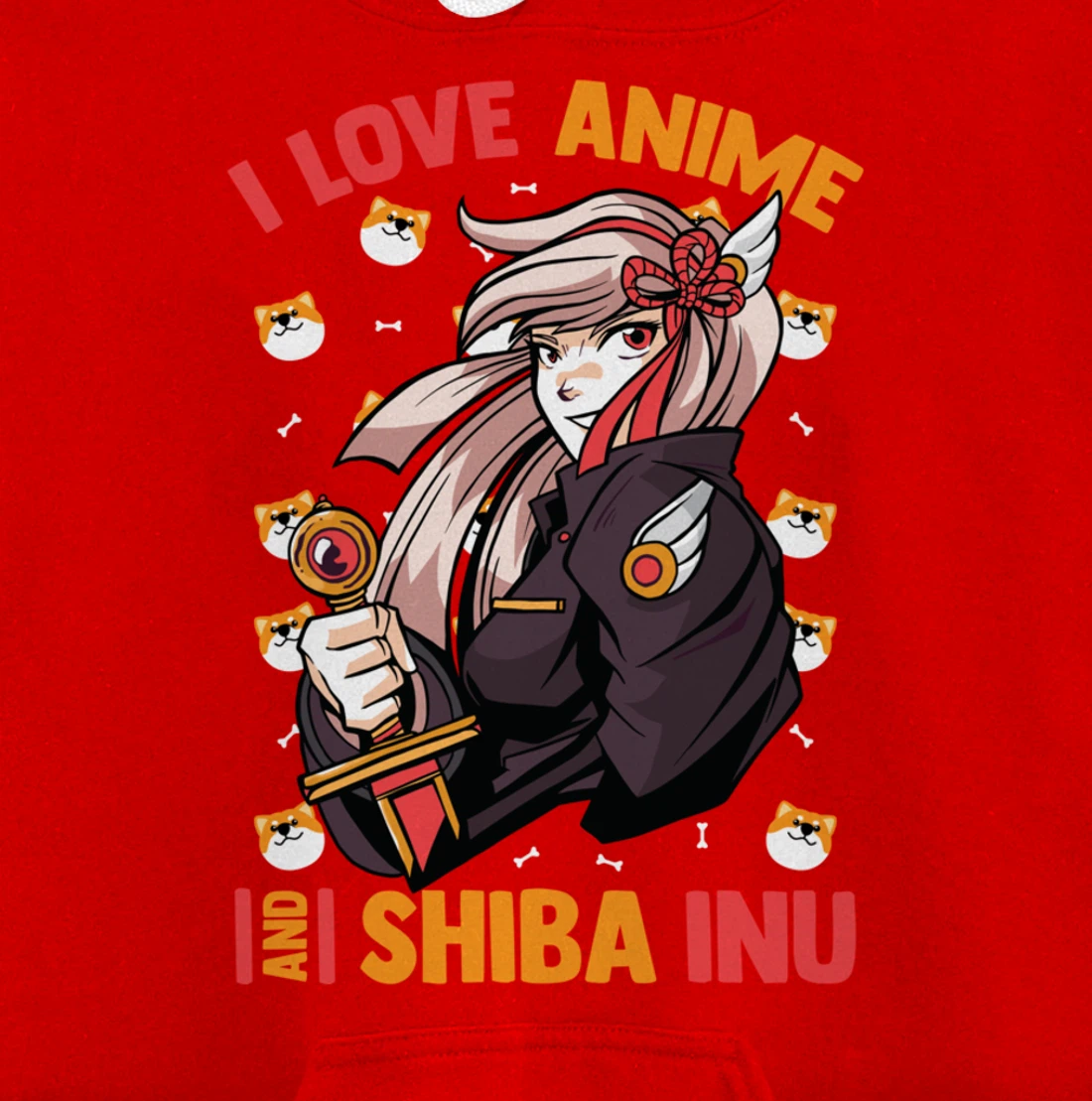 I Love Anime And Shiba Inu - Cute Kawaii - Otaku Girl Pullover Hoodie