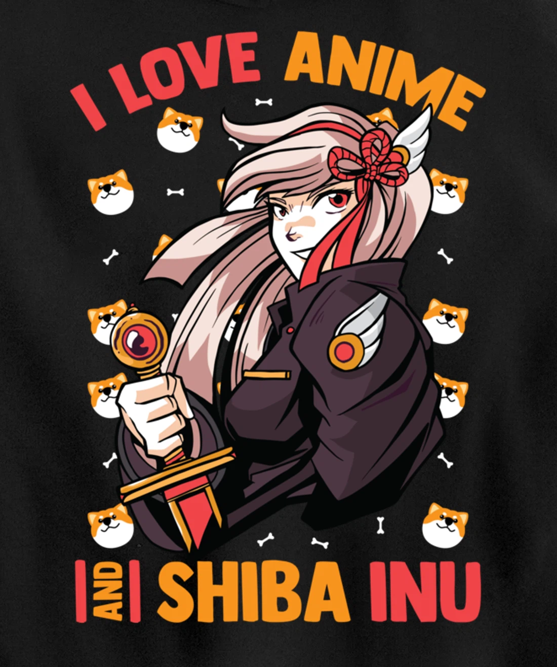 I Love Anime And Shiba Inu - Cute Kawaii - Otaku Girl Pullover Hoodie