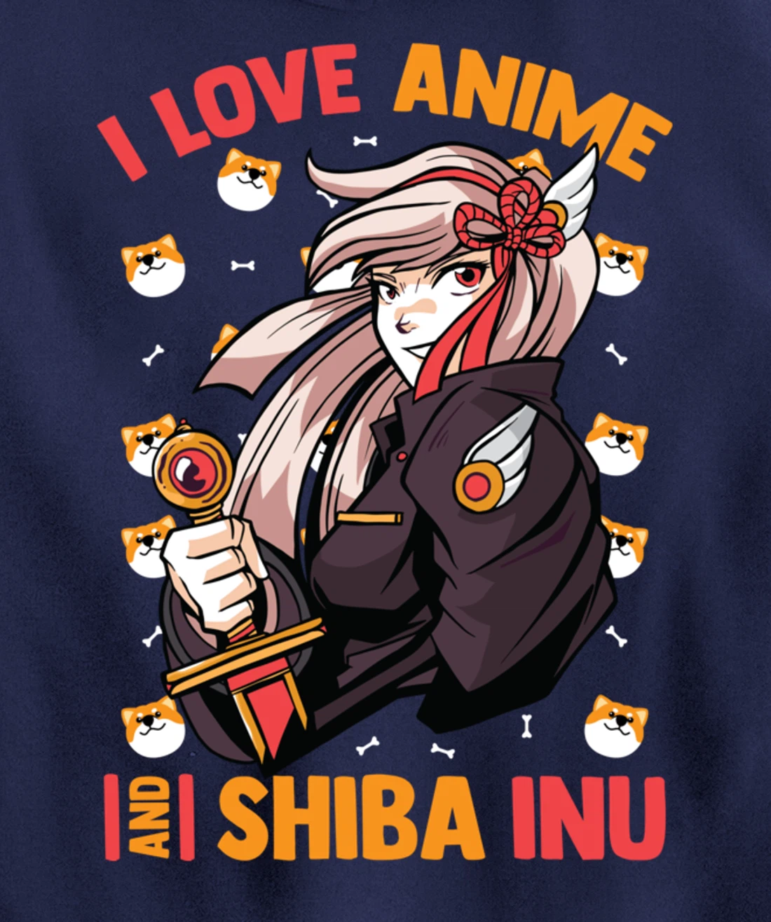 I Love Anime And Shiba Inu - Cute Kawaii - Otaku Girl Pullover Hoodie