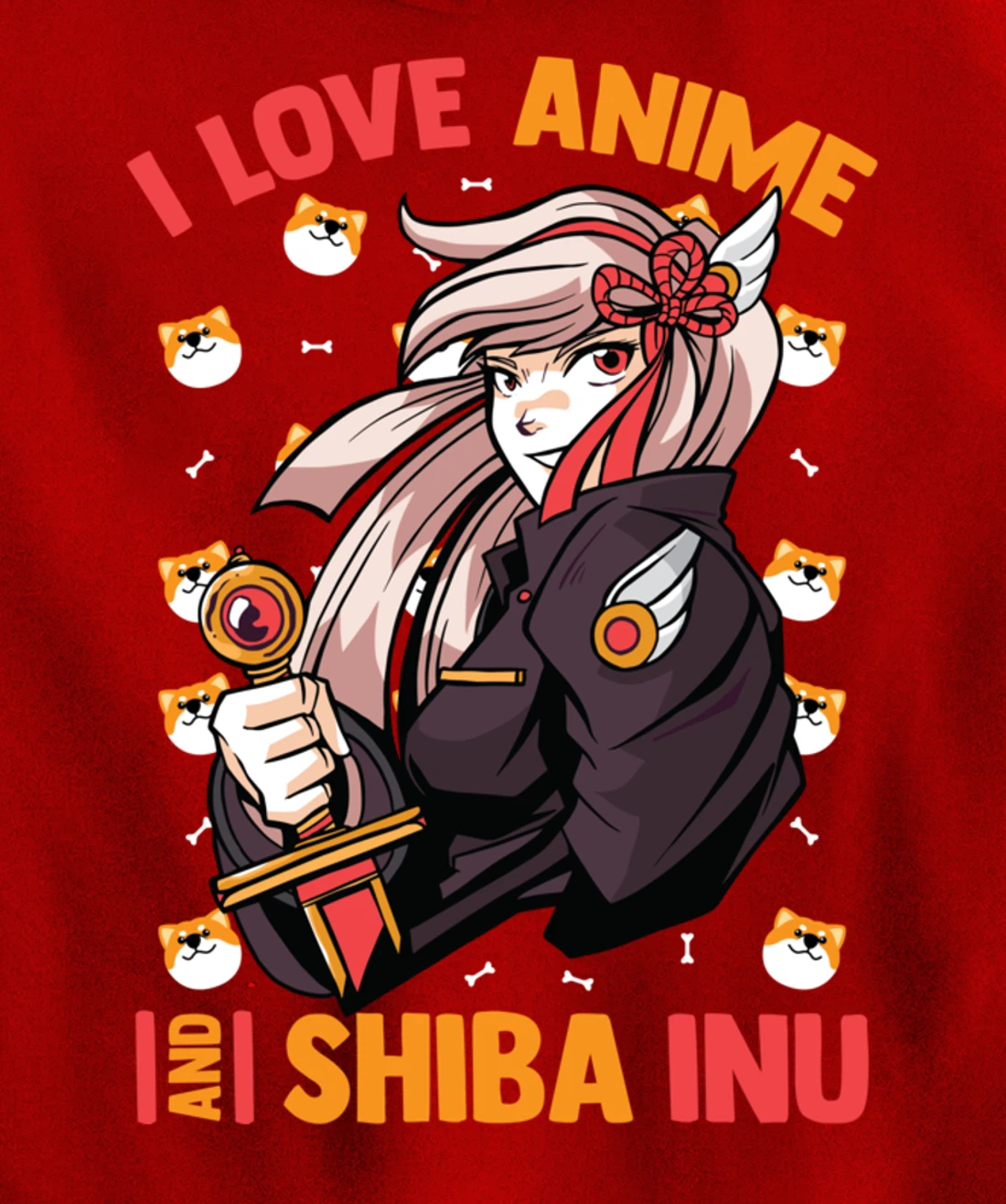 I Love Anime And Shiba Inu - Cute Kawaii - Otaku Girl Pullover Hoodie
