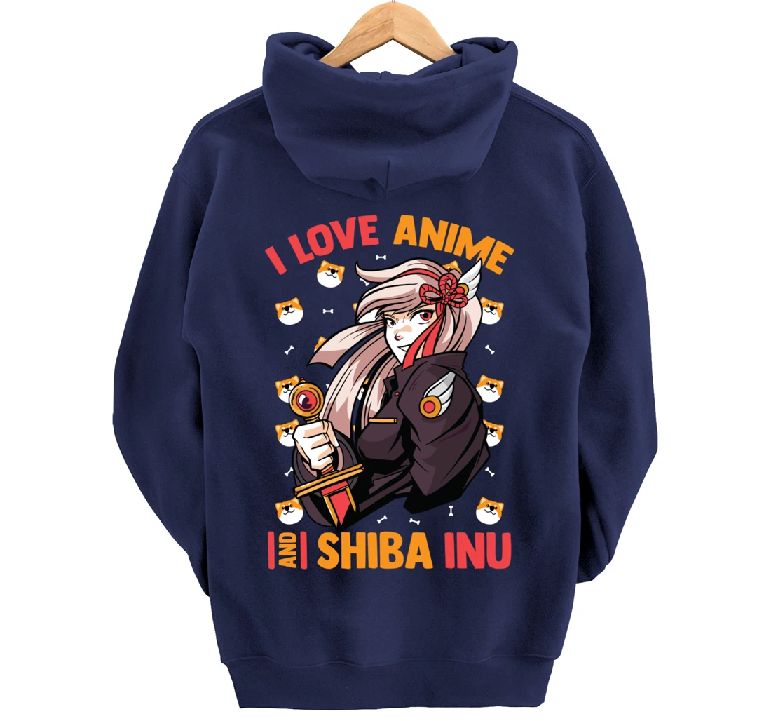 I Love Anime And Shiba Inu - Cute Kawaii - Otaku Girl Pullover Hoodie
