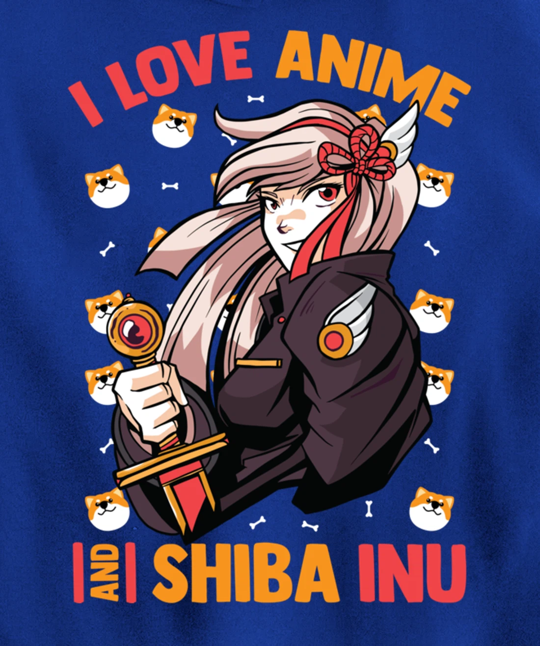 I Love Anime And Shiba Inu - Cute Kawaii - Otaku Girl Pullover Hoodie