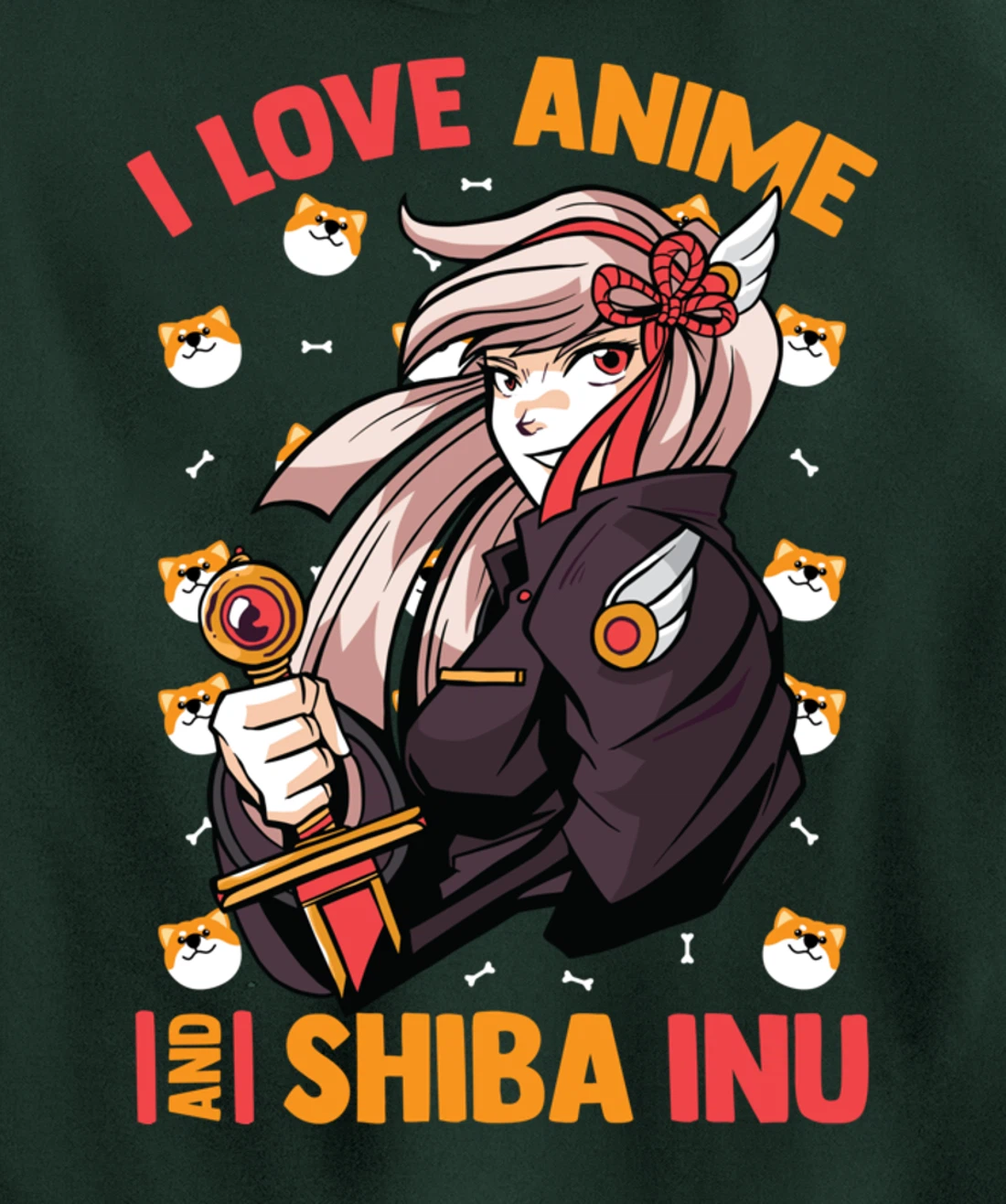 I Love Anime And Shiba Inu - Cute Kawaii - Otaku Girl Pullover Hoodie