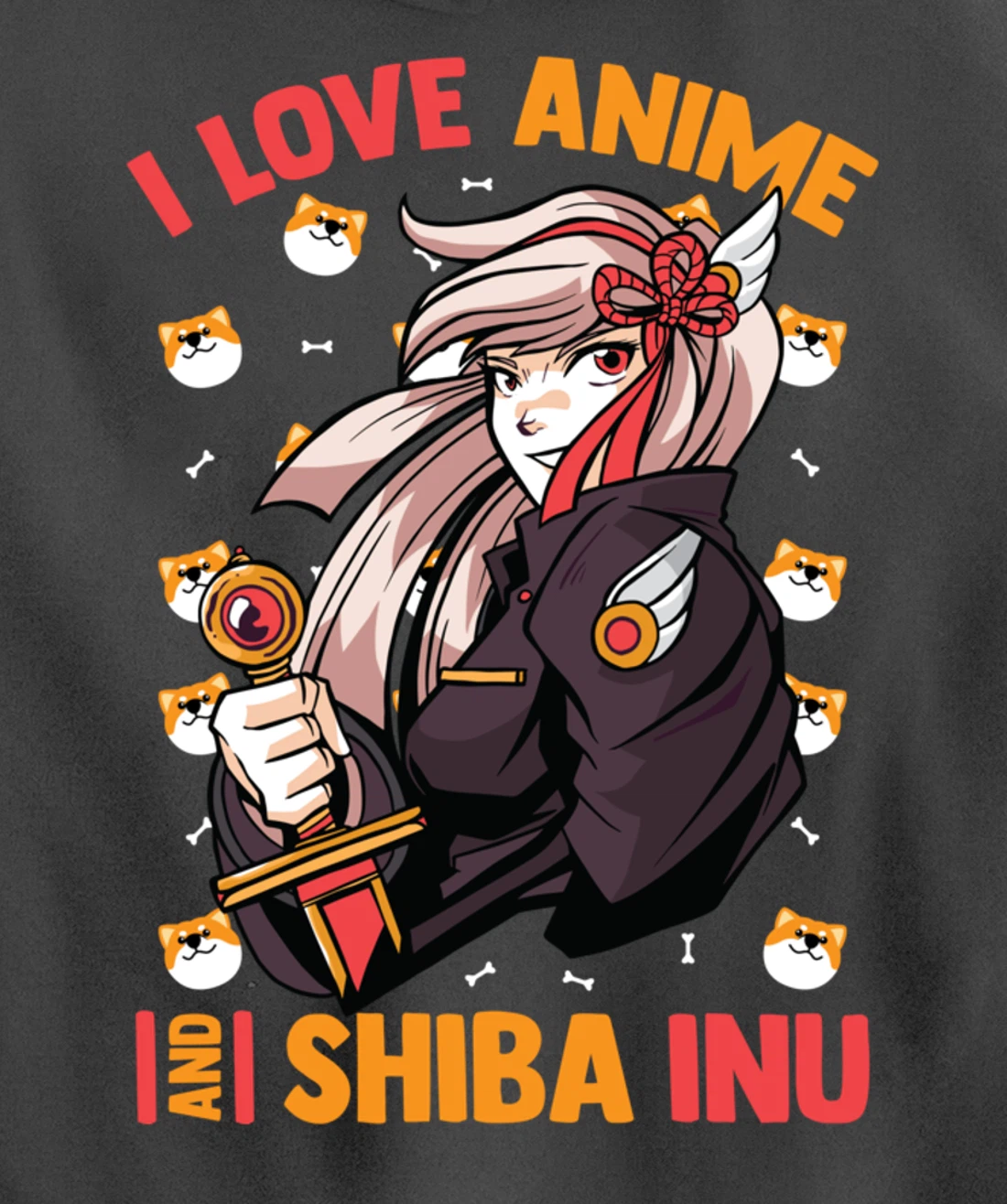 I Love Anime And Shiba Inu - Cute Kawaii - Otaku Girl Pullover Hoodie