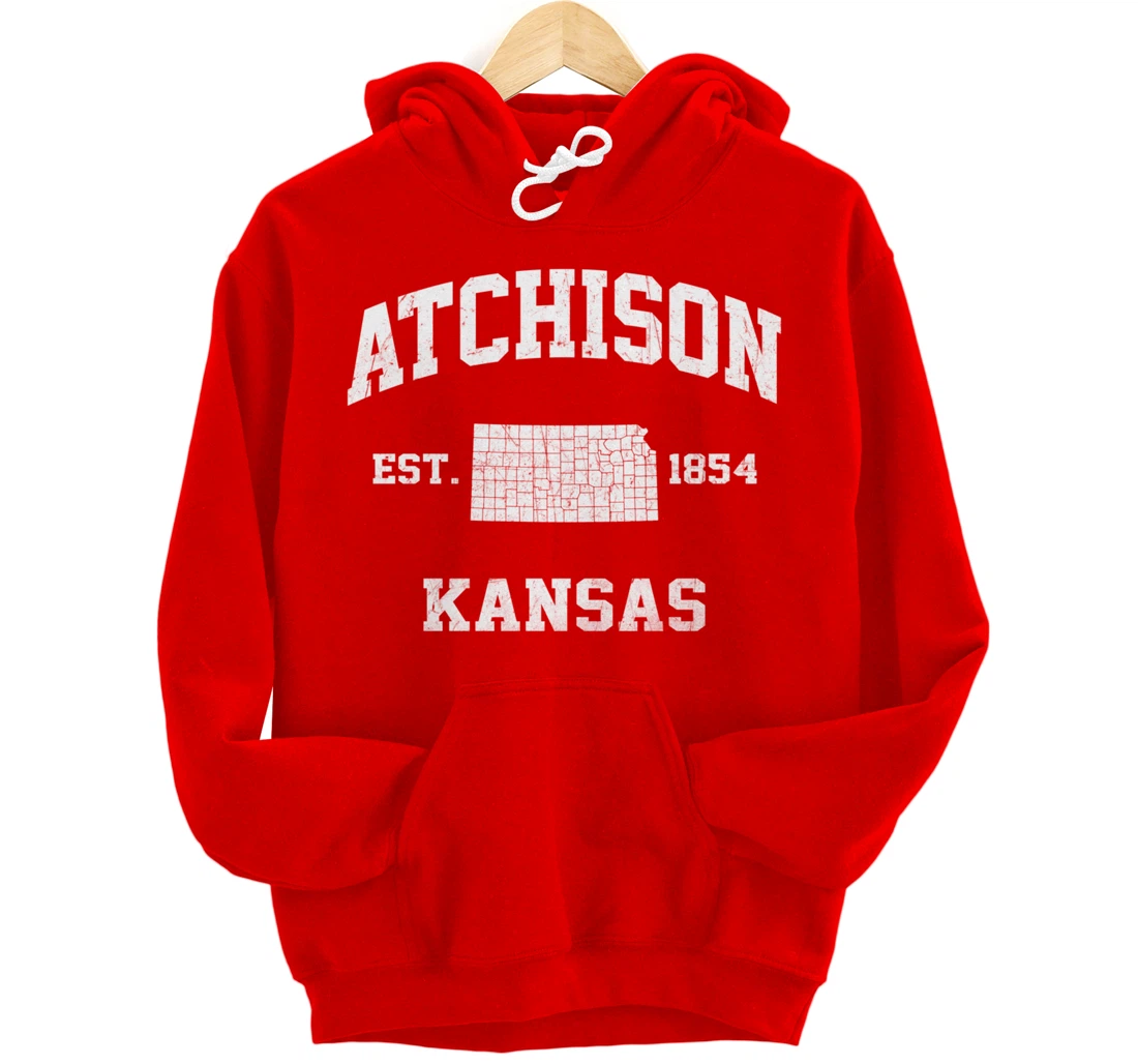 Atchison Kansas KS vintage State Athletic style Pullover Hoodie
