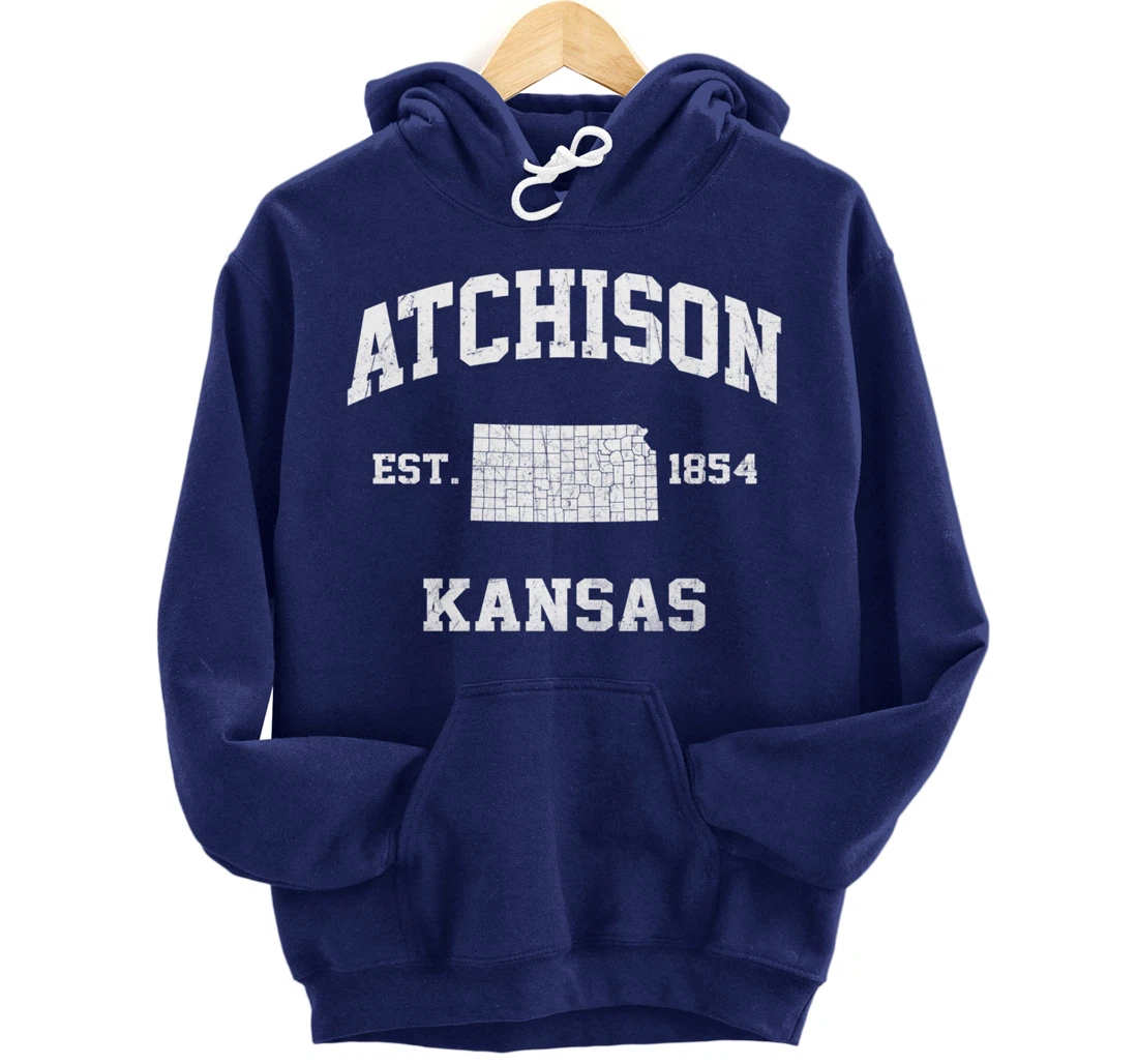 Atchison Kansas KS vintage State Athletic style Pullover Hoodie