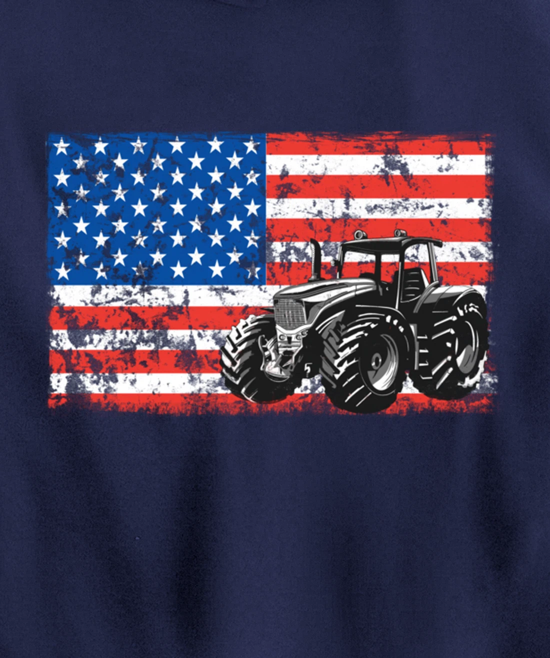 Farm Tractors USA Flag Patriotic Farming Gift Pullover Hoodie