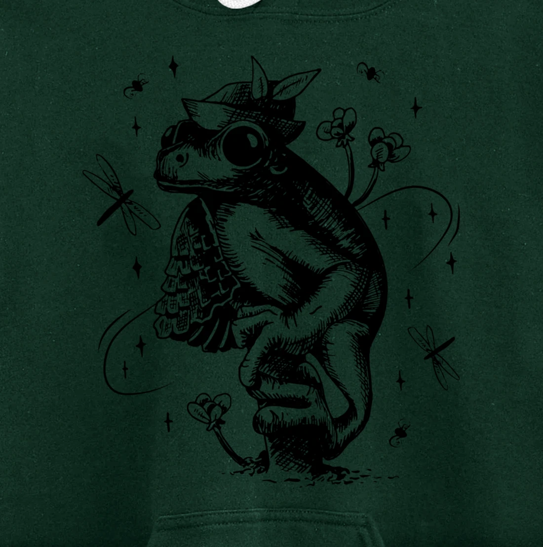 Cool Hand Drawn Frog Art Backside Pullover Hoodie