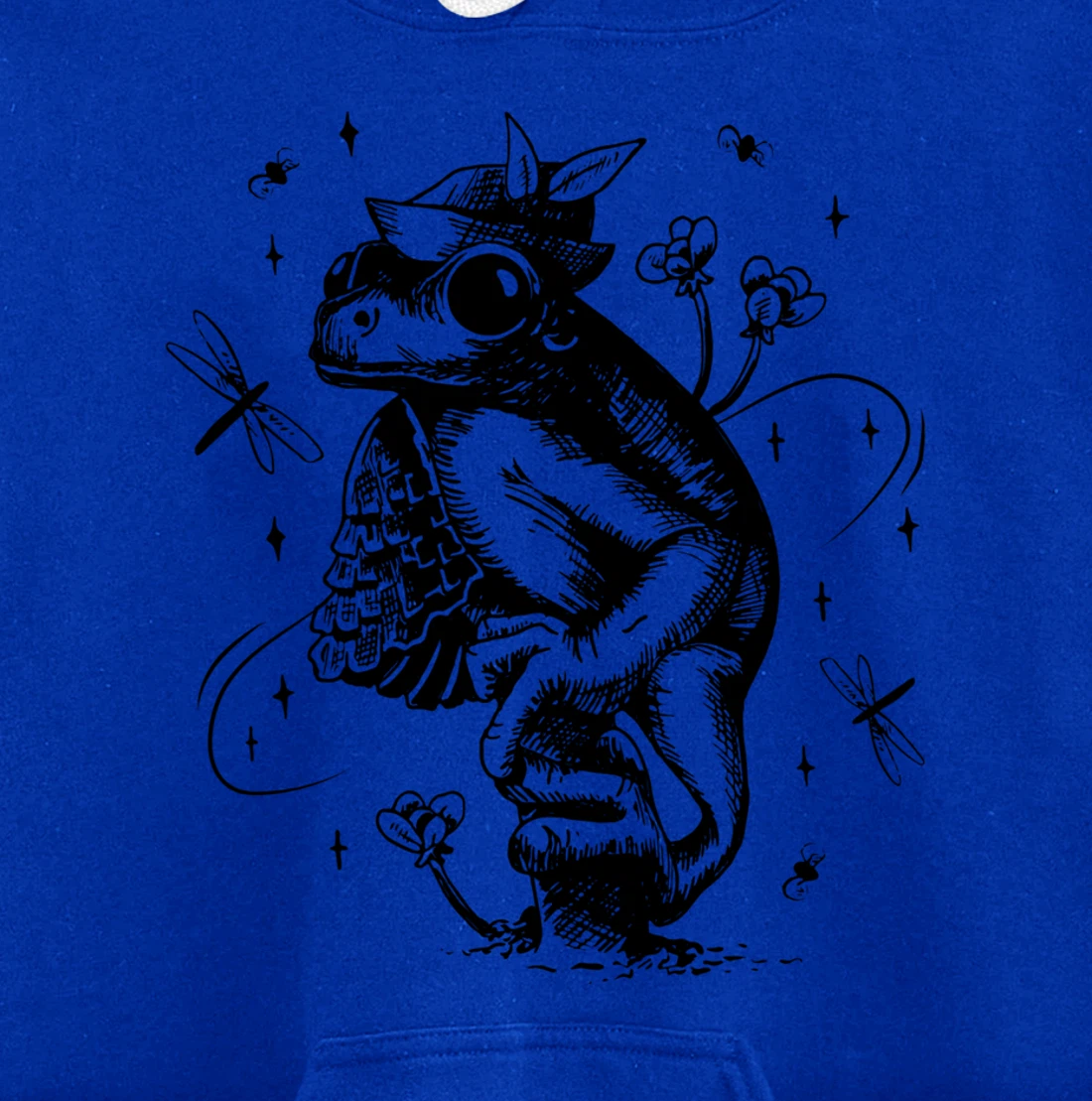 Cool Hand Drawn Frog Art Backside Pullover Hoodie