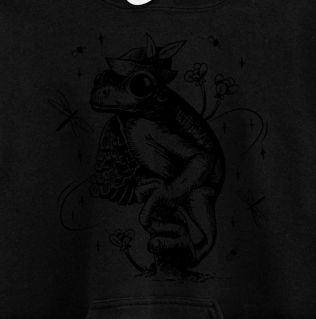 Cool Hand Drawn Frog Art Backside Pullover Hoodie