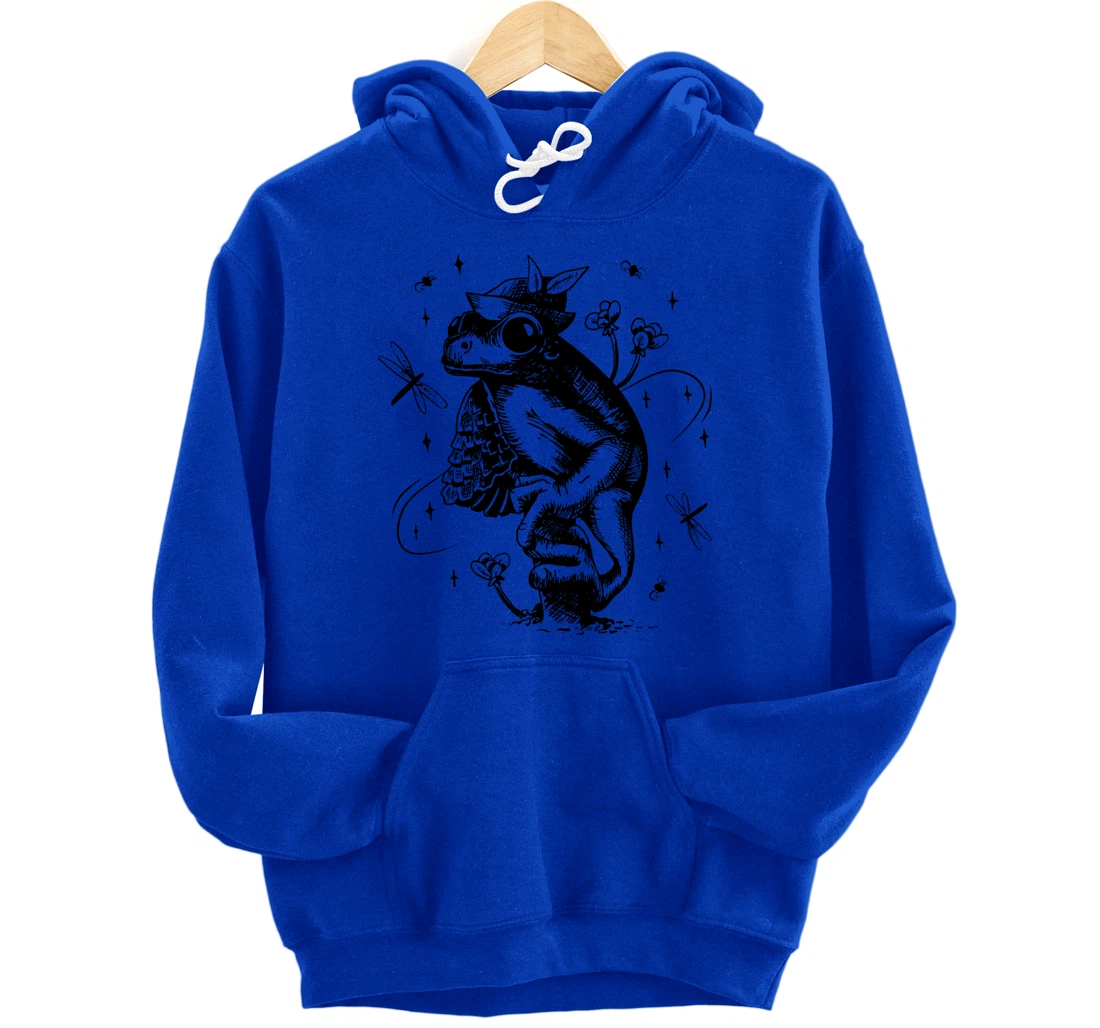 Cool Hand Drawn Frog Art Backside Pullover Hoodie