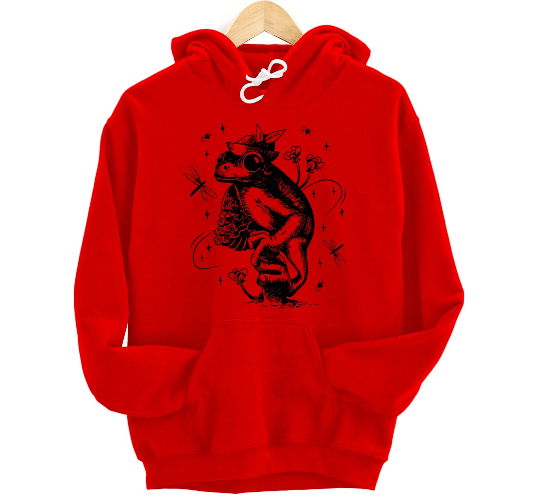 Cool Hand Drawn Frog Art Backside Pullover Hoodie