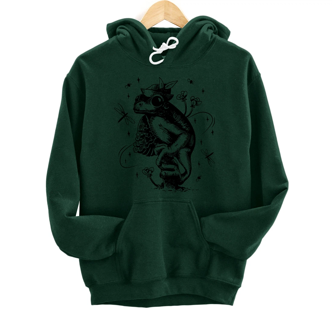 Cool Hand Drawn Frog Art Backside Pullover Hoodie