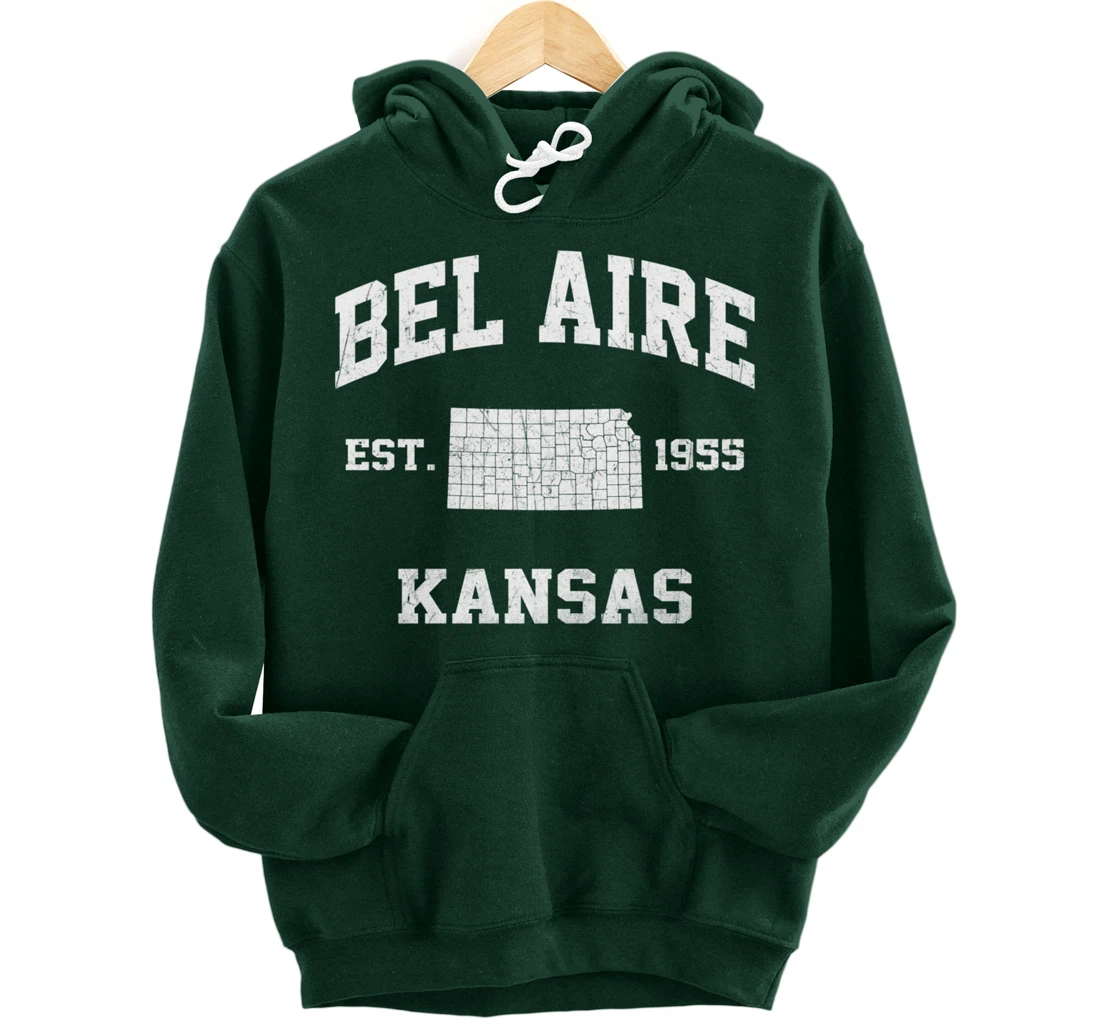 Bel Aire Kansas KS vintage State Athletic style Pullover Hoodie