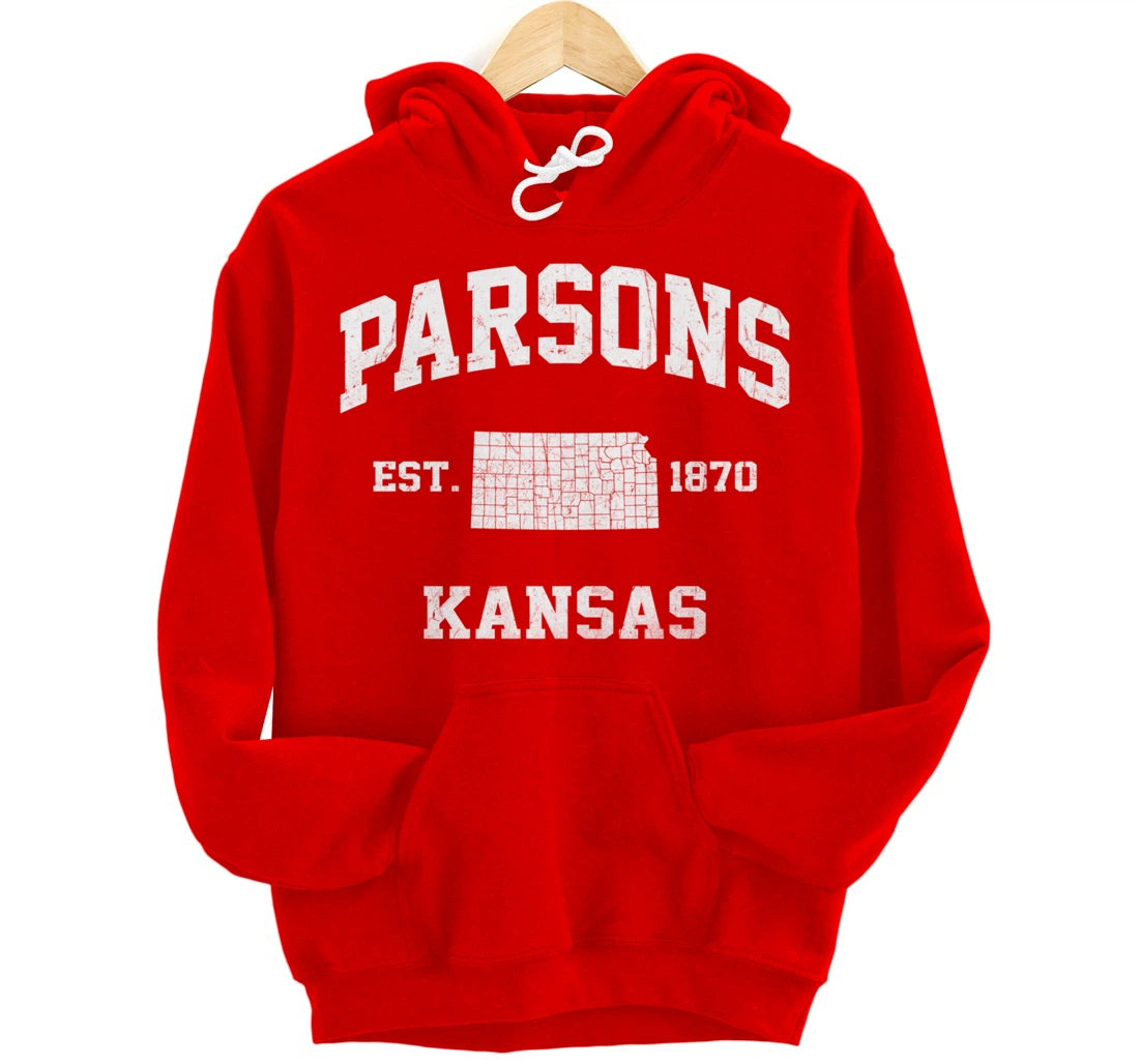 Parsons Kansas KS vintage State Athletic style Pullover Hoodie