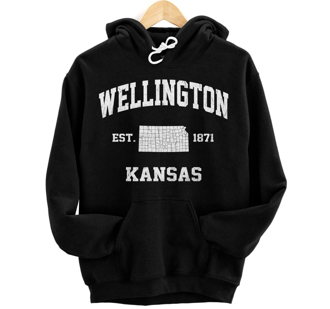 Wellington Kansas KS vintage State Athletic style Pullover Hoodie