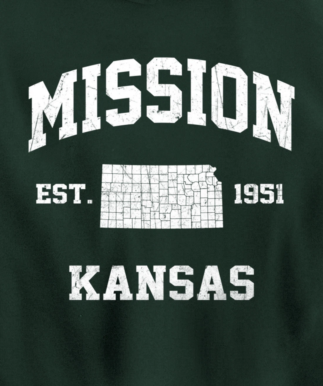 Mission Kansas KS vintage State Athletic style Pullover Hoodie