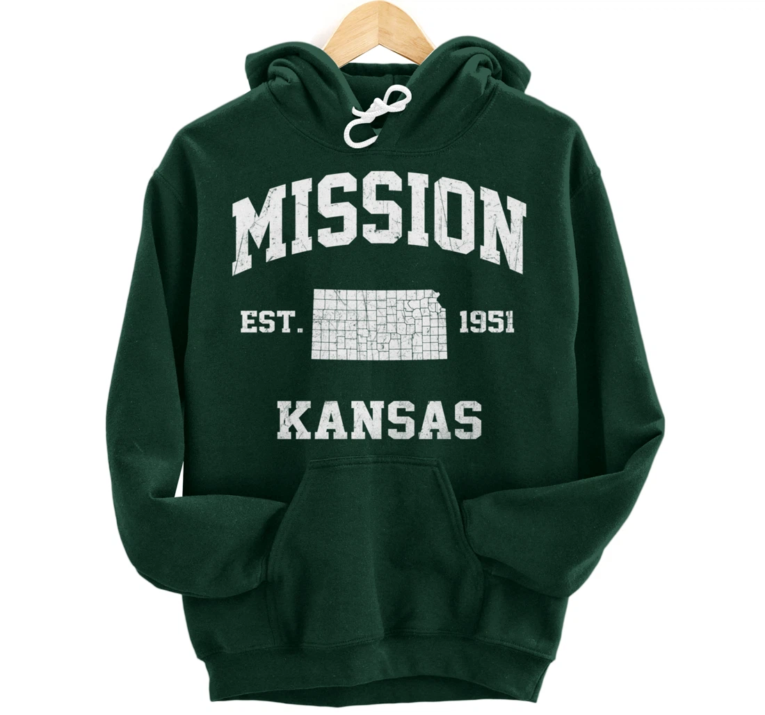 Mission Kansas KS vintage State Athletic style Pullover Hoodie