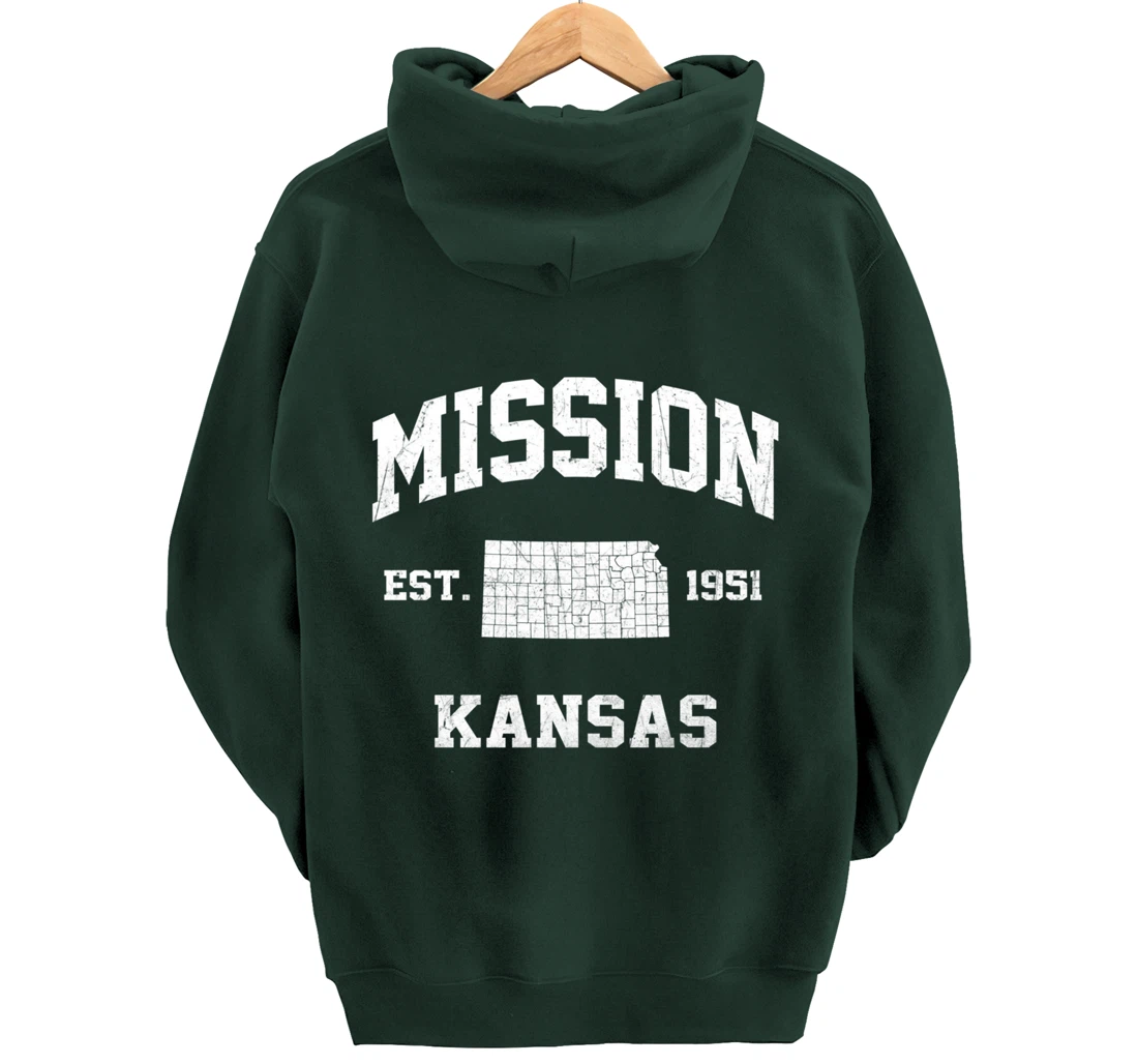 Mission Kansas KS vintage State Athletic style Pullover Hoodie