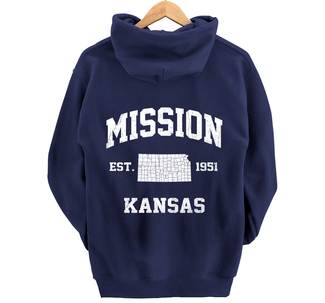 Mission Kansas KS vintage State Athletic style Pullover Hoodie
