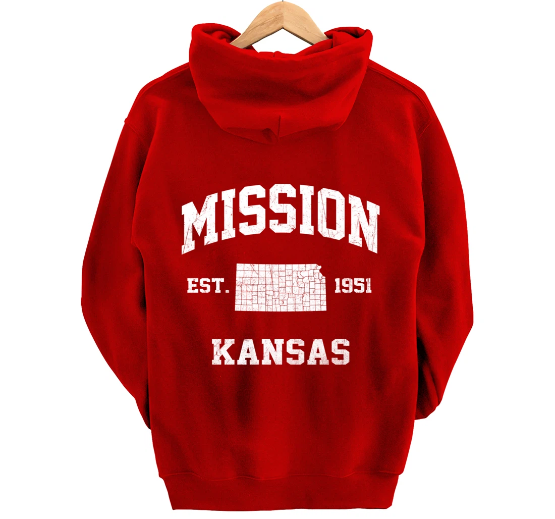Mission Kansas KS vintage State Athletic style Pullover Hoodie