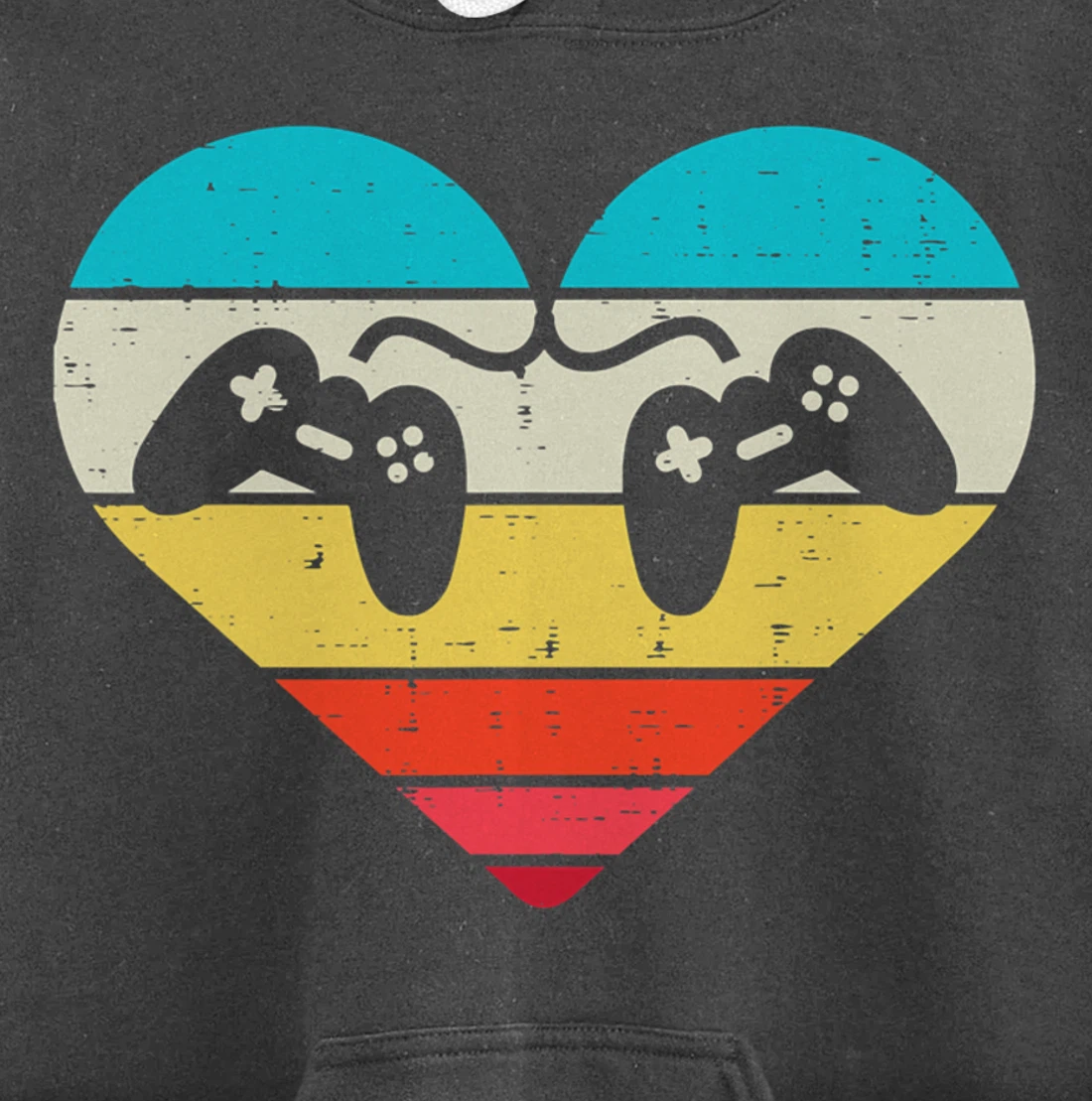 Heart Video Gamer Controller Mens Valentines Day Pullover Hoodie