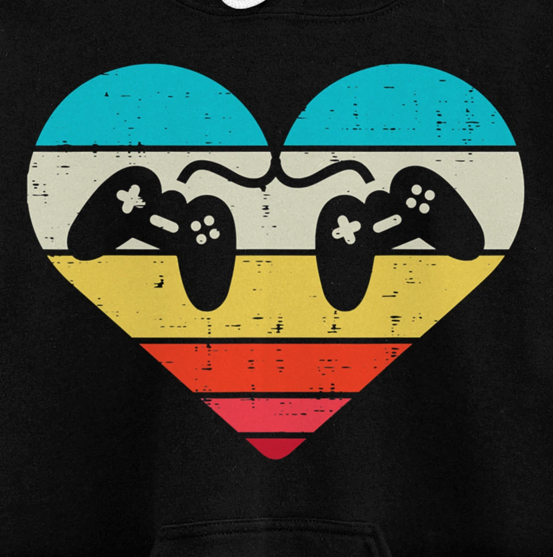 Heart Video Gamer Controller Mens Valentines Day Pullover Hoodie