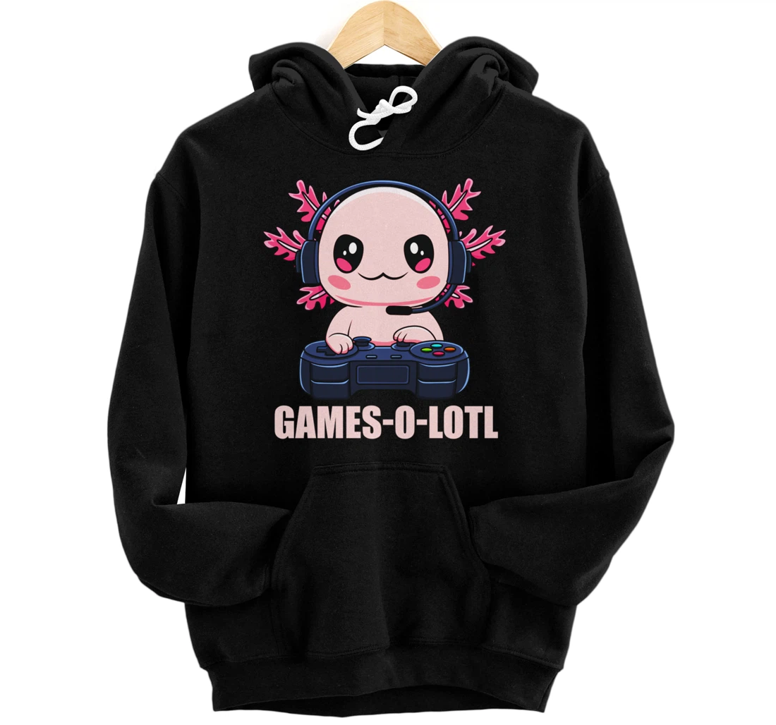 Games-O-Lotl Gamesolotl Axolotl Video Gamer Kawaii Anime Pullover Hoodie