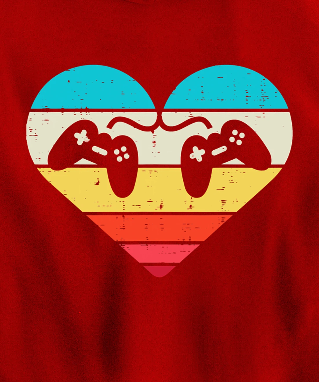 Heart Video Gamer Controller Mens Valentines Day Pullover Hoodie